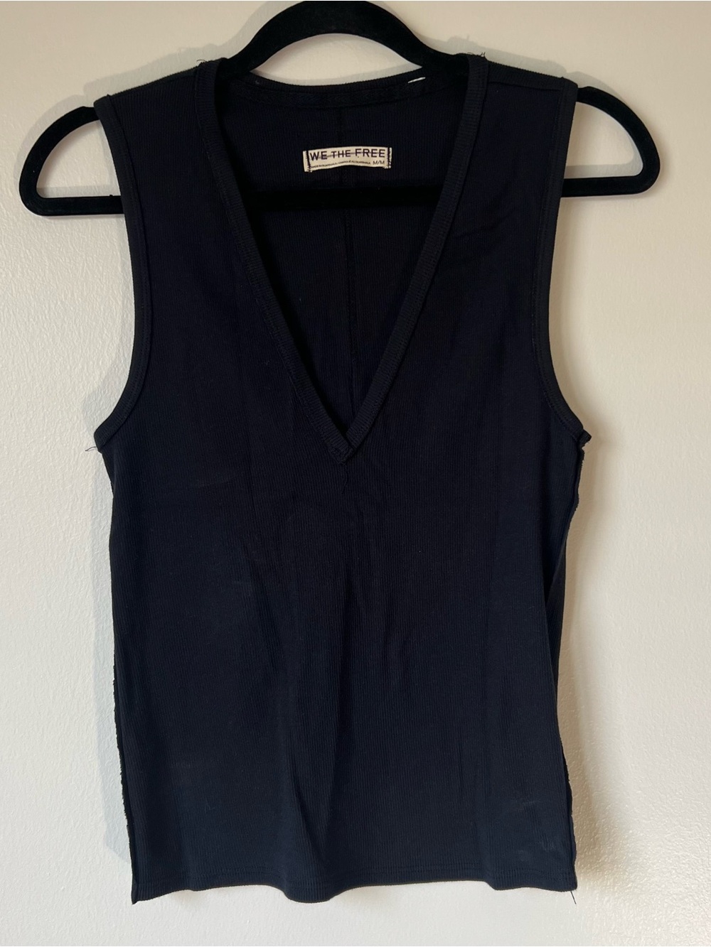 Free People Ribbed V Neck Top - Picture 1 of 3